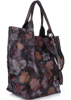 VITTORIA GOTTI Made in Italy Torebka Skórzana Shopper Bag Kwiaty Multikolor - Czarna (kolory) Vittoria Gotti szary PaniTorbalska - kod rabatowy