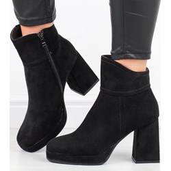 Botki Daszyński na zamek jesienne zamszowe na platformie  - zdjęcie produktu