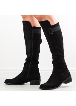 Czarne zamszowe kozaki damskie M.Daszyński Sa198-26 suzana.pl - kod rabatowy