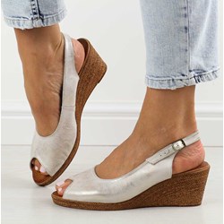 Sandały damskie Deoni eleganckie na średnim obcasie ze skóry  - zdjęcie produktu