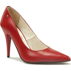 Czółenka J.Wolski na wysokim obcasie bez wzorów bez zapięcia  - zdjęcie produktu