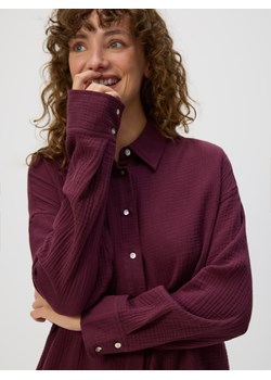 Reserved - Koszula oversize z bawełnianego muślinu - bordowy Reserved Reserved - kod rabatowy