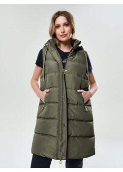 Sinsay - Kamizelka puffer z kapturem - zielony Sinsay Sinsay - kod rabatowy