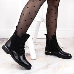 Botki czarne Filippo na płaskiej podeszwie na zimę  - zdjęcie produktu