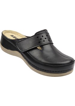 Skórzane klapki damskie czarne Leon 902 Leon ulubioneobuwie - kod rabatowy