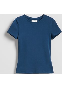 Reserved - Bawełniany t-shirt slim fit - granatowy Reserved Reserved - kod rabatowy