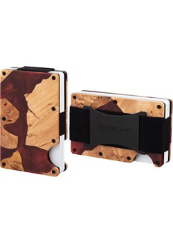 Aluminiowe etui z gumką na karty zbliżeniowe RFID  (drewno + czerwona żywica) Koruma Koruma ID Protection - kod rabatowy