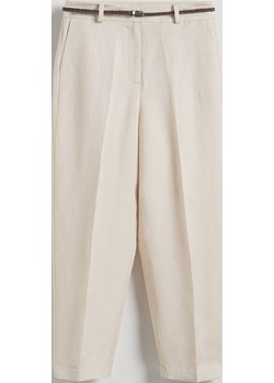 Reserved - Spodnie w kant z lnem - beżowy Reserved Reserved - kod rabatowy