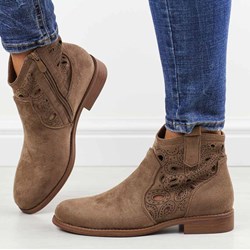 Botki S.Barski na wiosnę płaskie casual zamszowe  - zdjęcie produktu