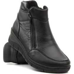 Czarne botki Helios Komfort casual na koturnie  - zdjęcie produktu