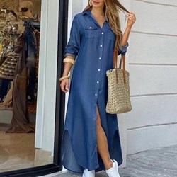Sukienka Intimica niebieska szmizjerka casual jeansowa z kołnierzykiem  - zdjęcie produktu