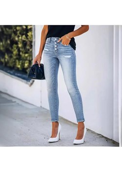 Jeansy damskie rurki z przetarciami - Niebieski Intimica promocja Intimica.pl - kod rabatowy