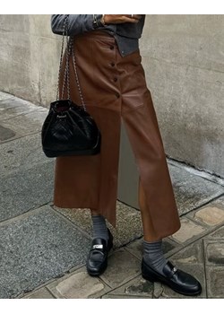 Skórzana spódnica maxi z rozcięciem - Brązowy Intimica okazja Intimica.pl - kod rabatowy