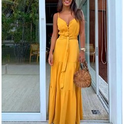 Sukienka Intimica rozkloszowana maxi z dekoltem w serek  - zdjęcie produktu