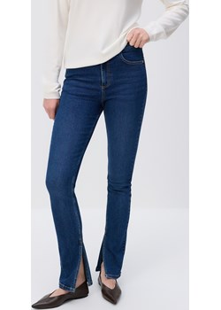 Reserved - Jeansy slim fit z rozcięciem - granatowy Reserved Reserved - kod rabatowy