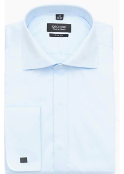 koszula versone 2509 na spinki slim fit niebieski Recman bialy  - kod rabatowy