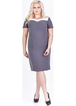 Sukienka FSU899 SZARY + EKRI Fokus  fokusfashion.com - kod rabatowy