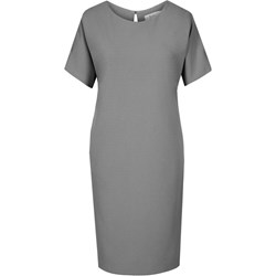 Fokus sukienka szara z dzianiny mini z okrągłym dekoltem z krótkim rękawem casual  - zdjęcie produktu