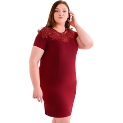 Sukienka Fokus z krótkim rękawem z tkaniny mini z okrągłym dekoltem ołówkowa  - zdjęcie produktu