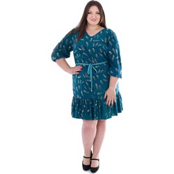 Fokus sukienka z dekoltem w serek z długim rękawem prosta  - zdjęcie produktu