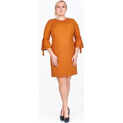 Sukienka Fokus pomarańczowy z okrągłym dekoltem  - zdjęcie produktu