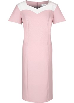 Sukienka FSU899 RÓŻOWY BLADY + EKRI  Fokus fokusfashion.com - kod rabatowy
