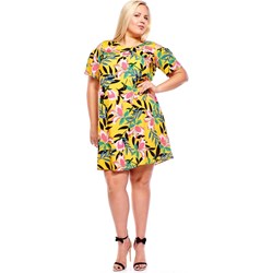 Sukienka wielokolorowa Fokus z okrągłym dekoltem na spacer dla puszystych  - zdjęcie produktu