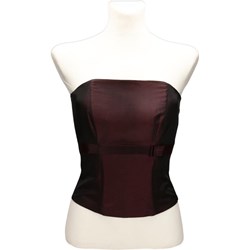 Bluzka damska Fokus elegancka z gorsetowym dekoltem bez wzorów  - zdjęcie produktu