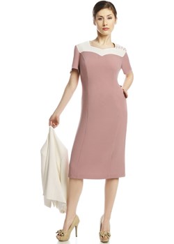 Sukienka FSU899 RÓŻOWY JASNY + EKRI  Fokus fokusfashion.com - kod rabatowy