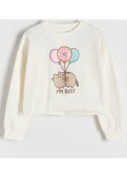 Reserved - Bawełniana koszulka Pusheen - złamana biel Reserved Reserved - kod rabatowy