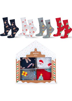 Zestaw 4x Skarpetki damskie kolorowe SOXO GOOD STUFF wesołe świąteczne skarpety Sklep SOXO - kod rabatowy