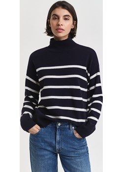 Gant Sweter damski z dzianiny Kobiety Wełna jagnięca granatowy w paski Gant vangraaf - kod rabatowy