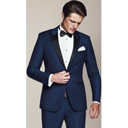 Marynarka męska Lancerto granatowa z tkaniny na wiosnę elegancka  - zdjęcie produktu