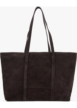Estro: Ciemnobrązowa shopperka damska z włoskiego weluru naturalnego Premium Estro Estro - kod rabatowy