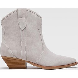 Botki BADURA na zamek szare na obcasie z zamszu  - zdjęcie produktu