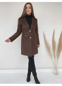 elegancki klasyczny płaszcz classico z podszewką - ciemna czekolada Moda Italia STYLOWO okazja - kod rabatowy
