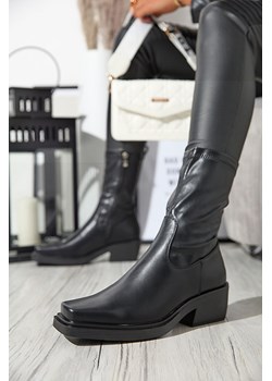 Czarne damskie wysokie botki Safog- Obuwie Royalfashion.pl royalfashion.pl - kod rabatowy
