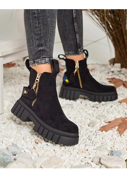 Royalfashion Czarne botki damskie eko zamszowe Poirop Royalfashion.pl promocyjna cena royalfashion.pl - kod rabatowy