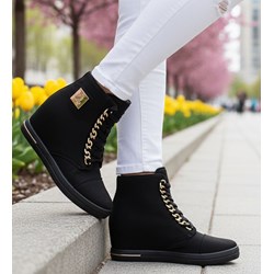 Botki na koturnie casual sznurowane  - zdjęcie produktu