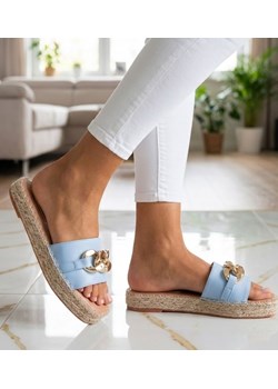 Niebieskie klapki espadryle z łańcuchem /A6-2 11483 T297/ Pantofelek24 okazja Pantofelek24.pl Jacek Włodarczyk - kod rabatowy