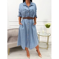 Sukienka Modnakiecka.pl z paskiem midi luźna z bawełny na uczelnię  - zdjęcie produktu