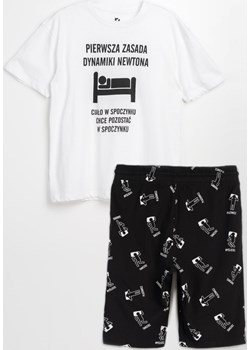 Czarno-biała bawełniana piżama z nadrukami, kolor - multikolor, rozmiar - 140 Young Reporter - kod rabatowy