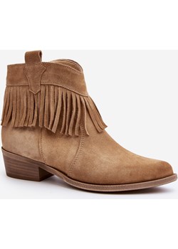 Damskie Botki Zamsz Beżowe Lewski Shoes 2808/L Zazoo ZAZOO - kod rabatowy