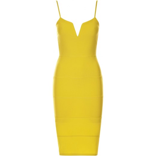 Sukienka bandażowa ołówkowa neononowa żółta zolty Divine Wear Sklep