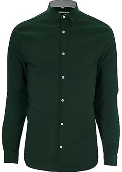 Green textured skinny fit shirt zielony River Island - kod rabatowy