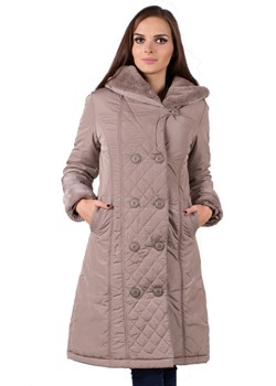 K1168 Modna Ciepła elegancka damska Kurtka zimowa S - 5xl : Rozmiar - XL/42, Kolor - CAPUCCINO brazowy okazja EMCMODA.PL - kod rabatowy