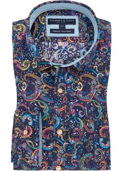 Colours & Sons, Koszula sportowa w modny wzór, bardzo długa Niebieski Colours & Sons Hirmer - kod rabatowy