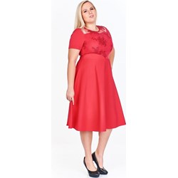 Sukienka czerwona Fokus na wiosnę rozkloszowana  - zdjęcie produktu