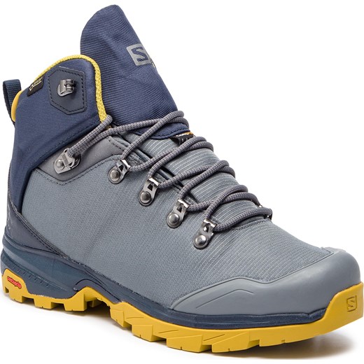 Salomon buty trekkingowe męskie sznurowane niebieskie Buty sportowe męskie Salomon ze skóry ekologicznej
