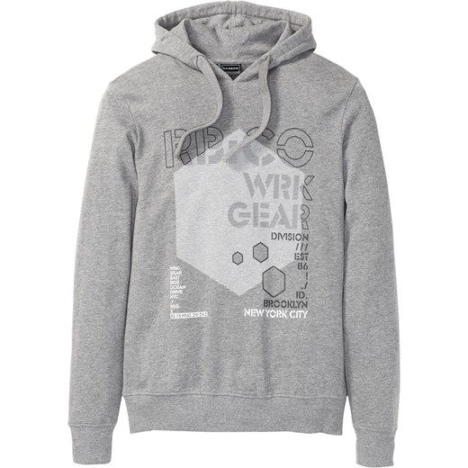 dobry Bluza męska Adidas z napisami szara młodzieżowa Odzież